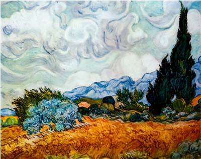 Campo de trigo con ciprés (1889). Vincent Van Gogh. National Gallery de Londres. "Como el rondel de los cipreses..."